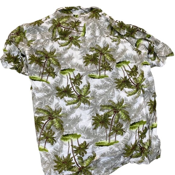 Puritan Mens Hawaiian Shirt XL Palm Tree Print Rayon Tropical Beachwear - Picture 2 of 7